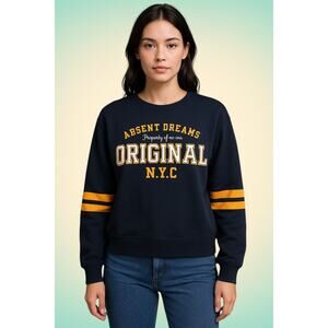 Varsitycore Retro NYC Graphic Sweatshirt Navy H&M Divided Women’s Small